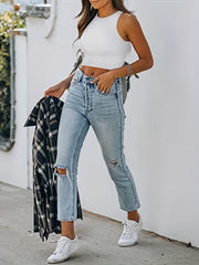 Y2K Solid Crop Tank Top Sleeveless Summer Tank
