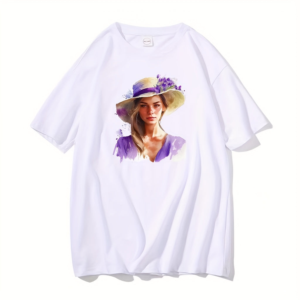 Hand painted Purple Hat Ladies Heat Transfer Film