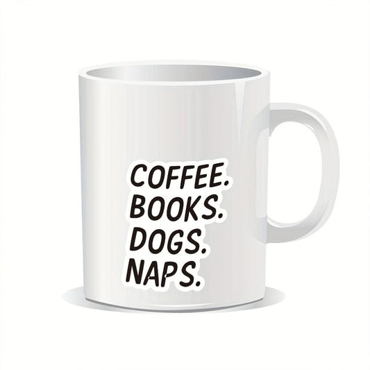 Coffee Books Dogs Naps Sticker Set - Dog Rescue Laptop Decals