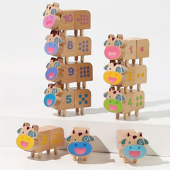 Wooden Kids Cow Number Matching Puzzle Toy