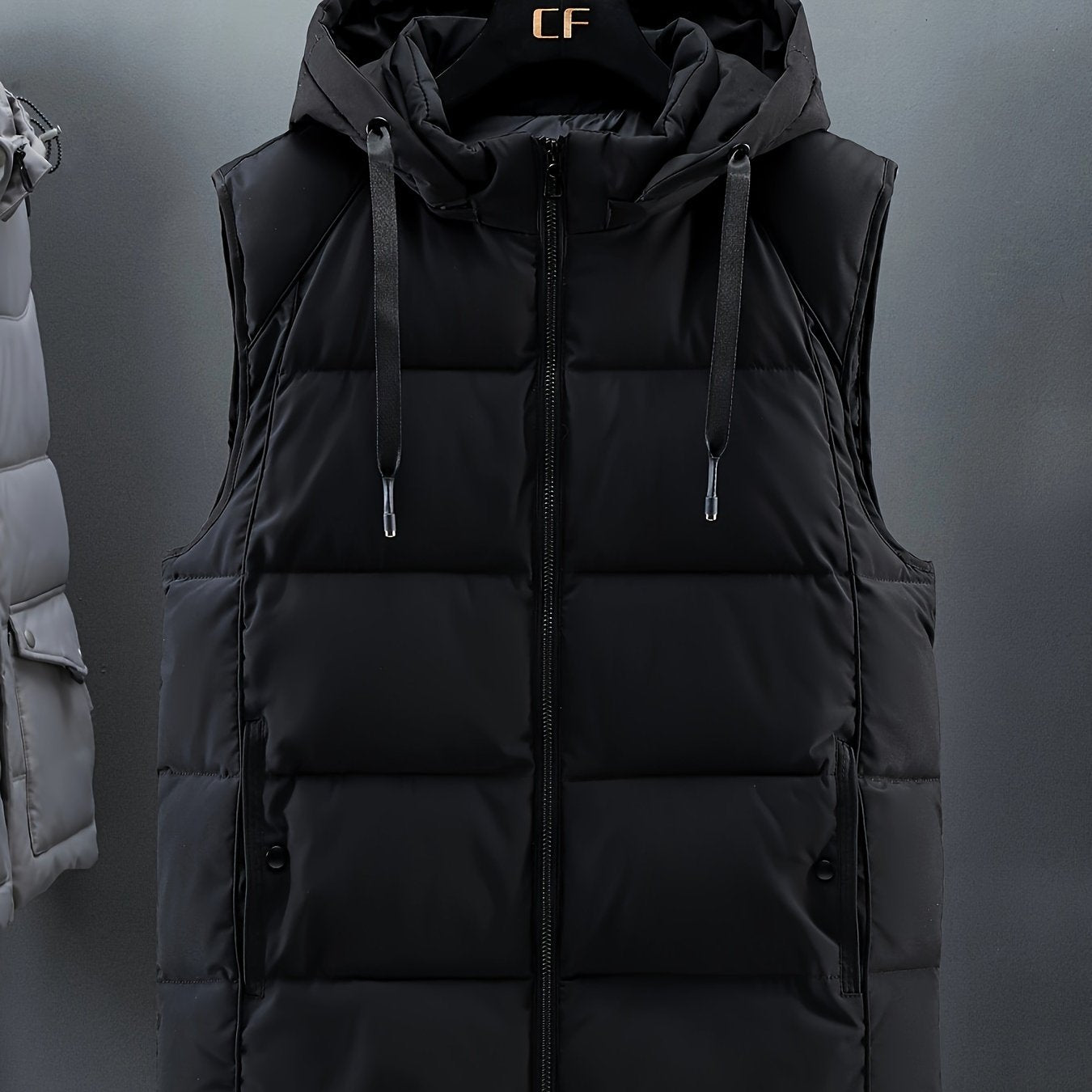 Men Sleeveless Down Thermal Hooded Vests Jackets Zipper Outdoor Winter Casual