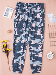 Camo Drawstring High Waist Sweatpants - Women's Plus