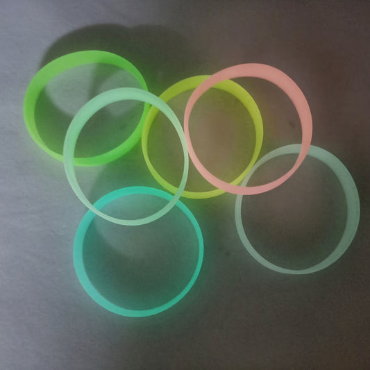 6 Pcs Solid Luminous Silicone Bracelet for Party