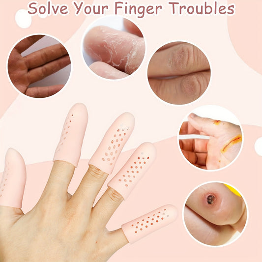 10Pcs Finger Cots Gel Finger Protectors with Air Holes for Fingertips