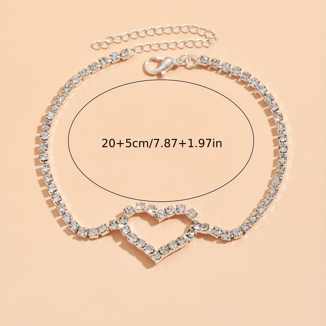 Rhinestone Chain Love Anklet Beach Silver Anklet