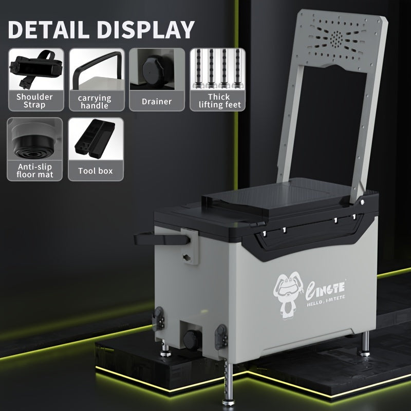 32L Fishing Tackle Box Seat Box Multifunctional with Wheels