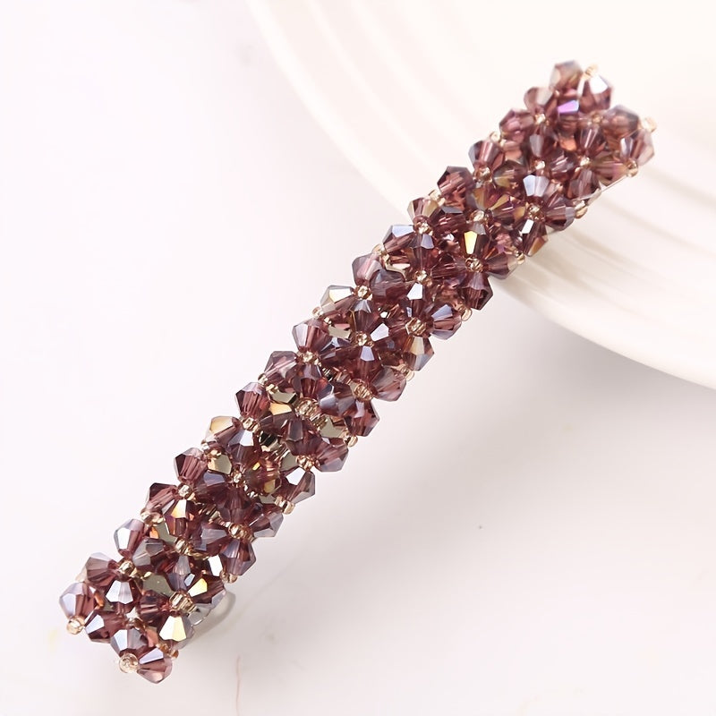 Sparkly Rhinestone Flower Hair Barrette French Style Hair Clip