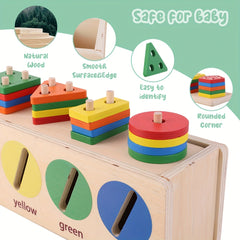 Wooden Shape Sorting Matching Box 12-18 Months Early Learning Toy