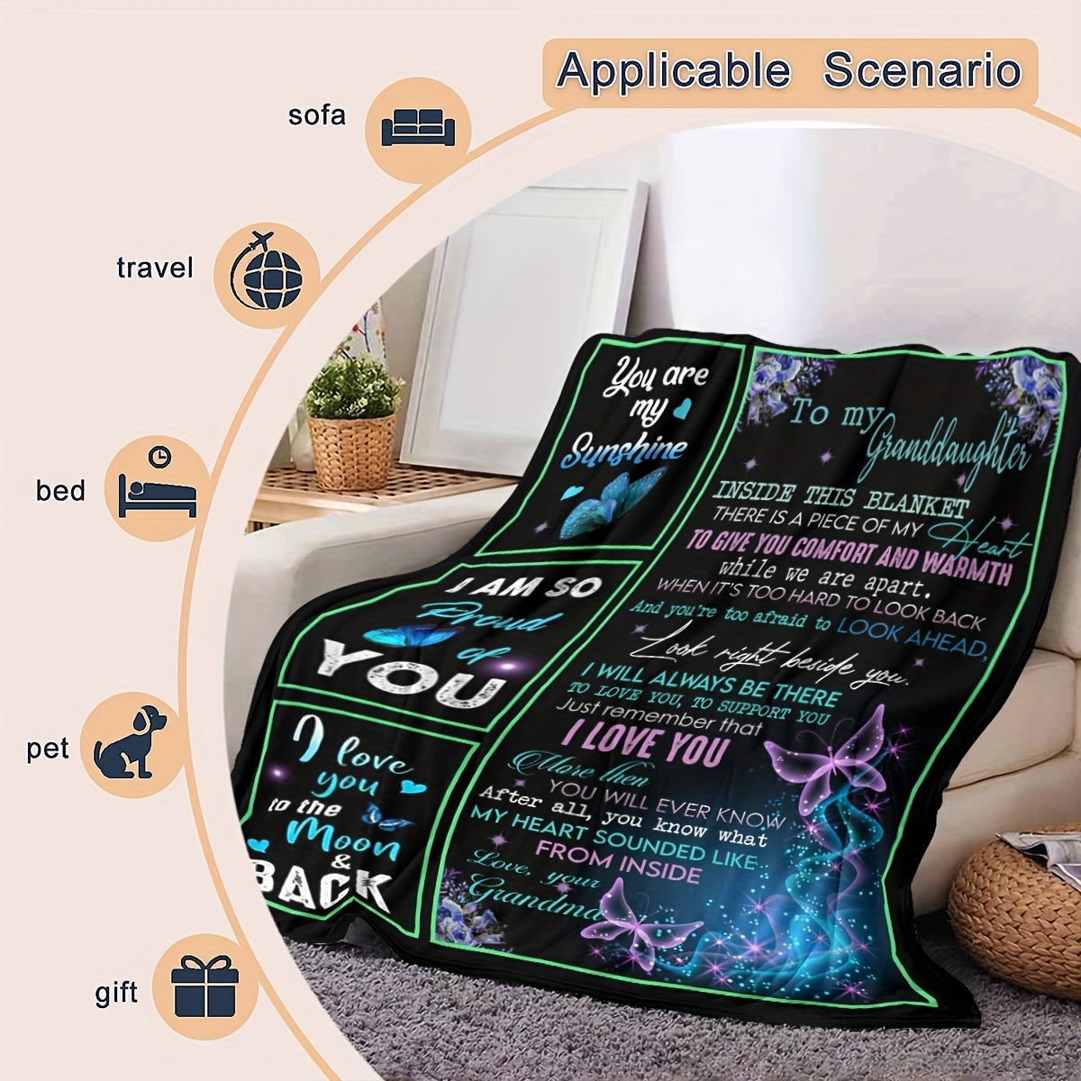 Digital Printed Flannel Warm Blanket Soft Comfortable Throw Blanket