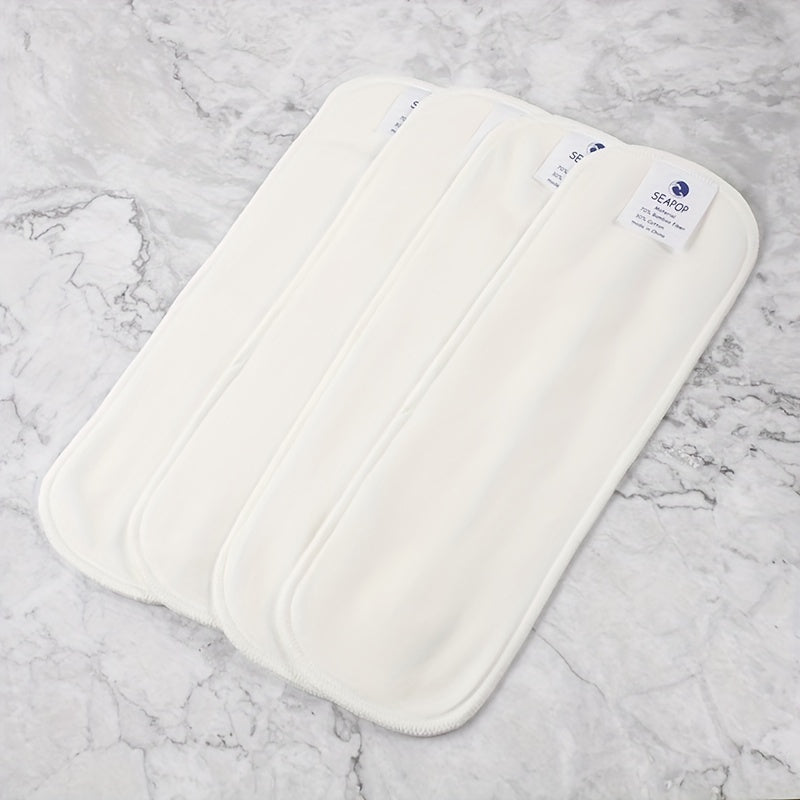 4pcs Bamboo Cotton Reusable Cloth Diaper Inserts Absorbent Liners