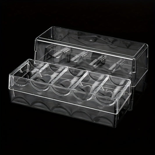 Transparent Poker Piece Storage Box Round Shape Organizer Case