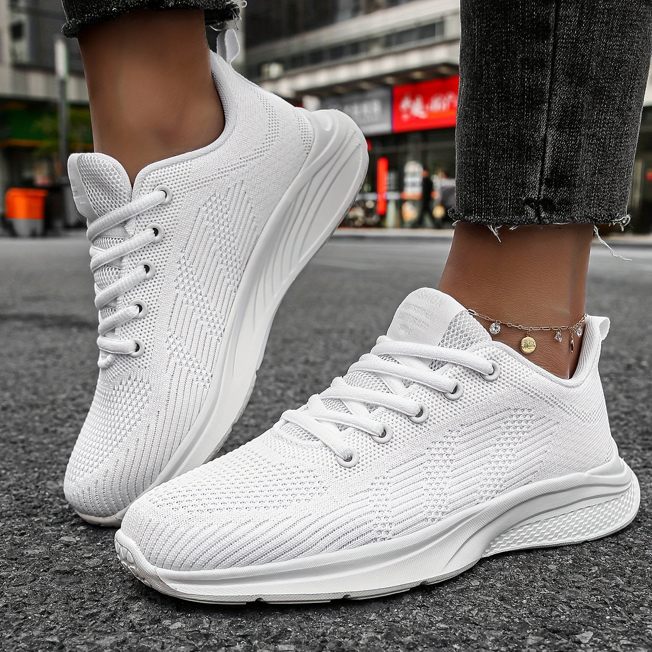 Women's Mesh Sneakers Low Top Lace Up Shoes