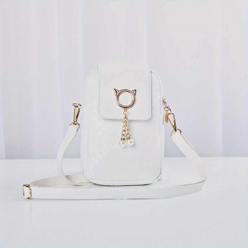 Metal Decor Flap Crossbody Bag for Women