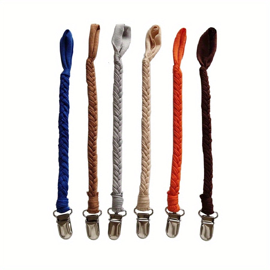 6pcs Unisex Pacifier Clips Braided Holders for Boys & Girls