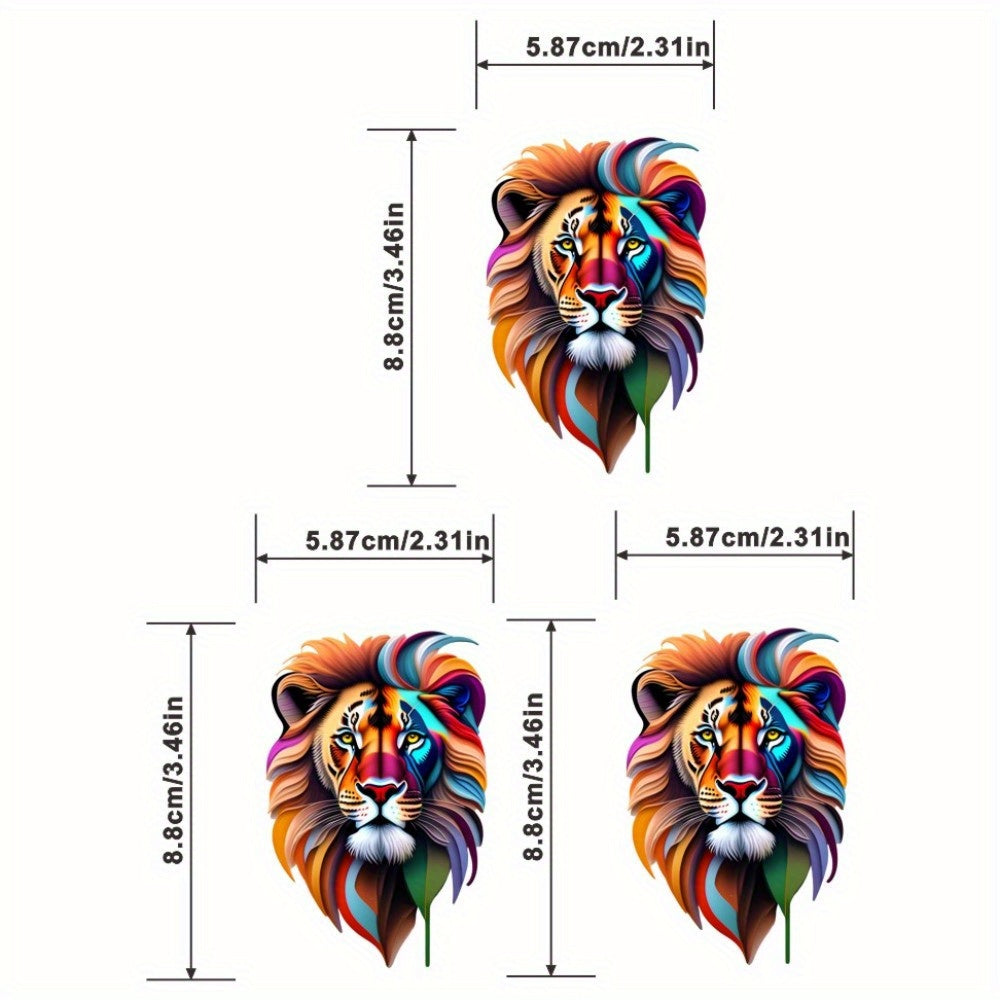 Colorful Lion Head Traveling Retro Decals Transfer Patches Heat Transfer Sticker