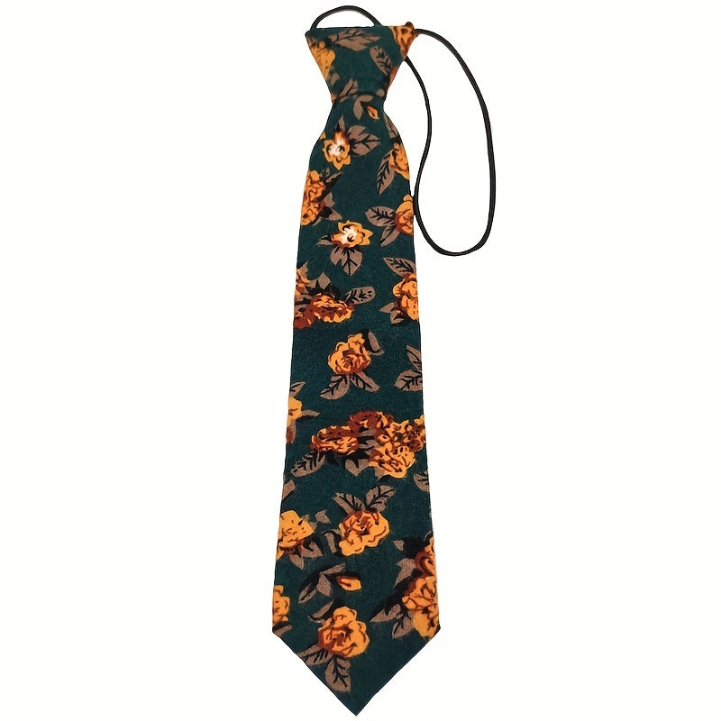 Casual Travel Vacation Short Small Tie Hand Knotted Suit Retro Dark Green Yellow