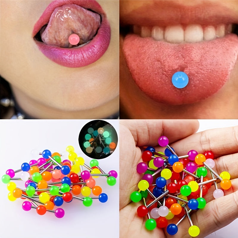 10pcs Colorful Acrylic Ball Tongue Barbell Stud Nipple Ring Tragus