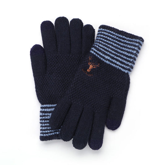Men's Winter Gloves Plus Velvet Thickened Knitted Wool Warm Driving Glove