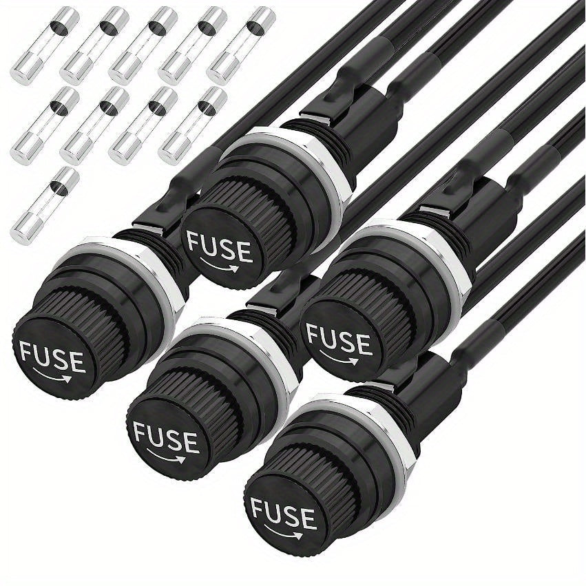 5x20mm Panel Mount Fuse Holder 12V DC 250V AC Screw Cap Fuse Holders