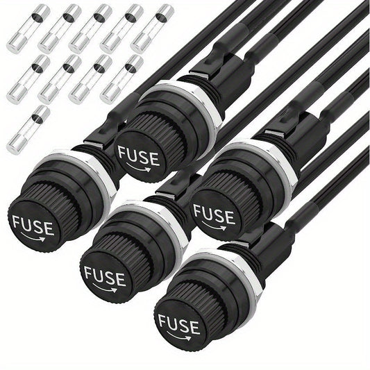 5x20mm Panel Mount Fuse Holder 12V DC 250V AC Screw Cap Fuse Holders