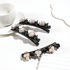 8pcs Crystal Stone Braided Hair Clips Satin Fabric Hair Bands