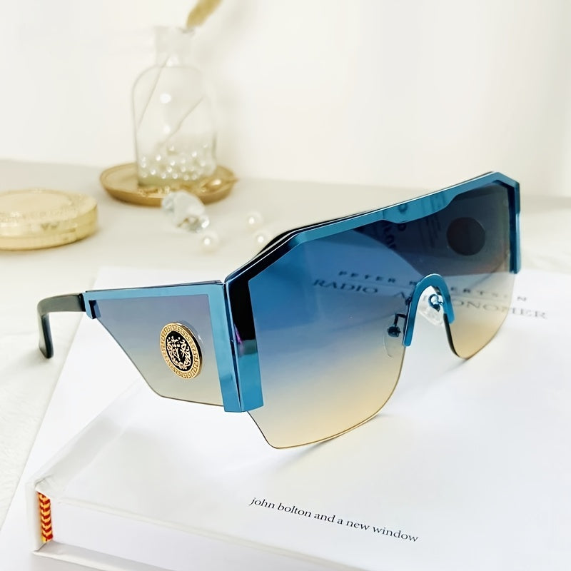Oversized Square Sunglasses Big Frame One Piece Lens Gradient UV400