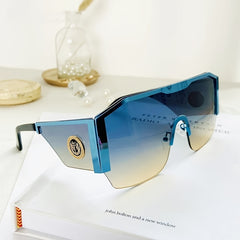 Oversized Square Sunglasses Big Frame One Piece Lens Gradient UV400