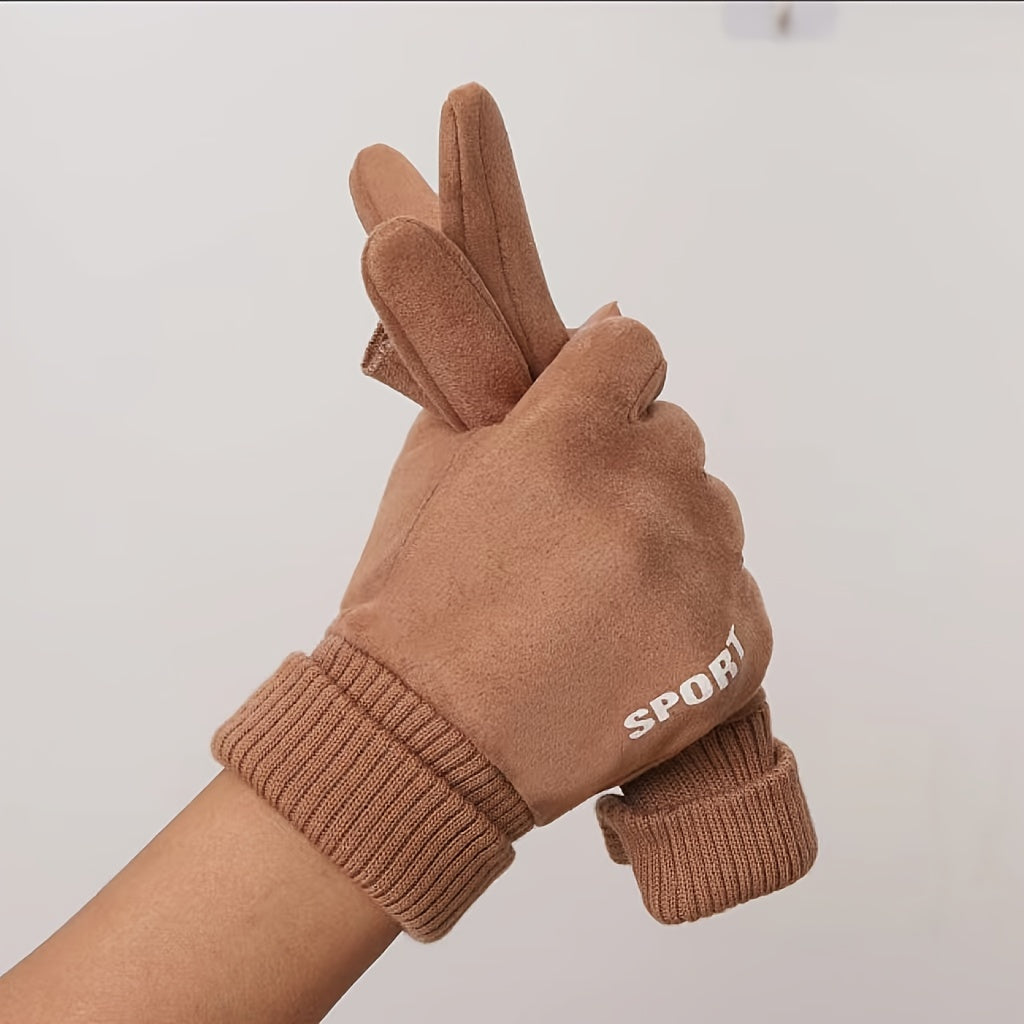 Winter Plus Fleece Waterproof Touch Screen Suede Windproof Gloves