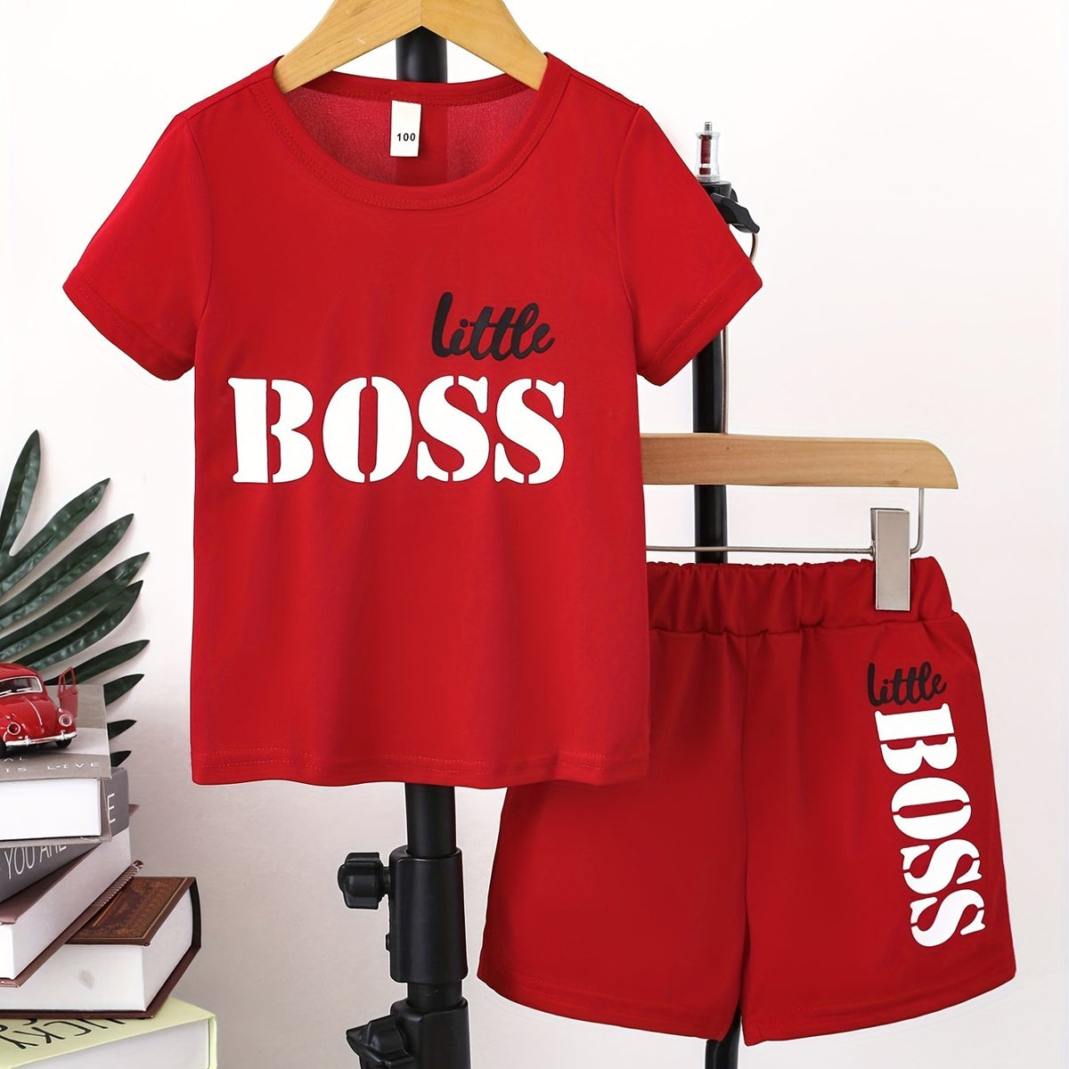 2pcs Boys Casual Round Neck T shirt & Shorts Set Clothes