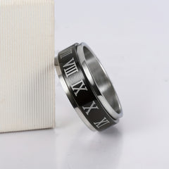 Stainless Steel Roman Numeral Spinner Ring - Anti Anxiety Spinner Rings