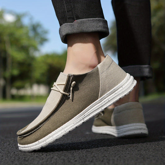 Men's Breathable Canvas Loafer Shoes Non Slip Working Driving Shoes