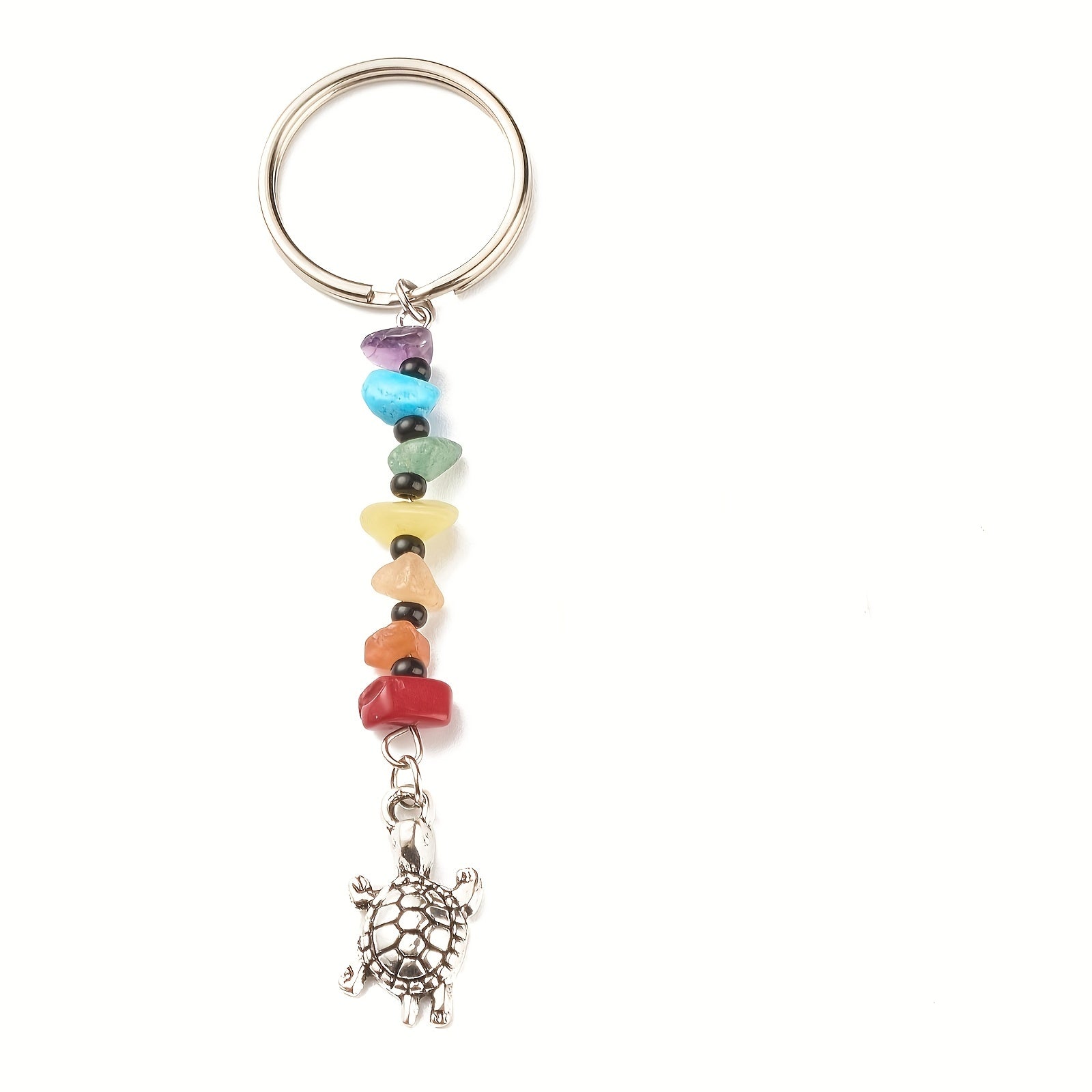 5pcs Ocean Animal Keychain Gravel Rice Beads Turtle Seahorse Key Ring