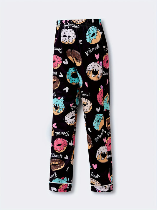 Girl's Donut Graphic High Waist Sweatpants Casual Jogger Pants