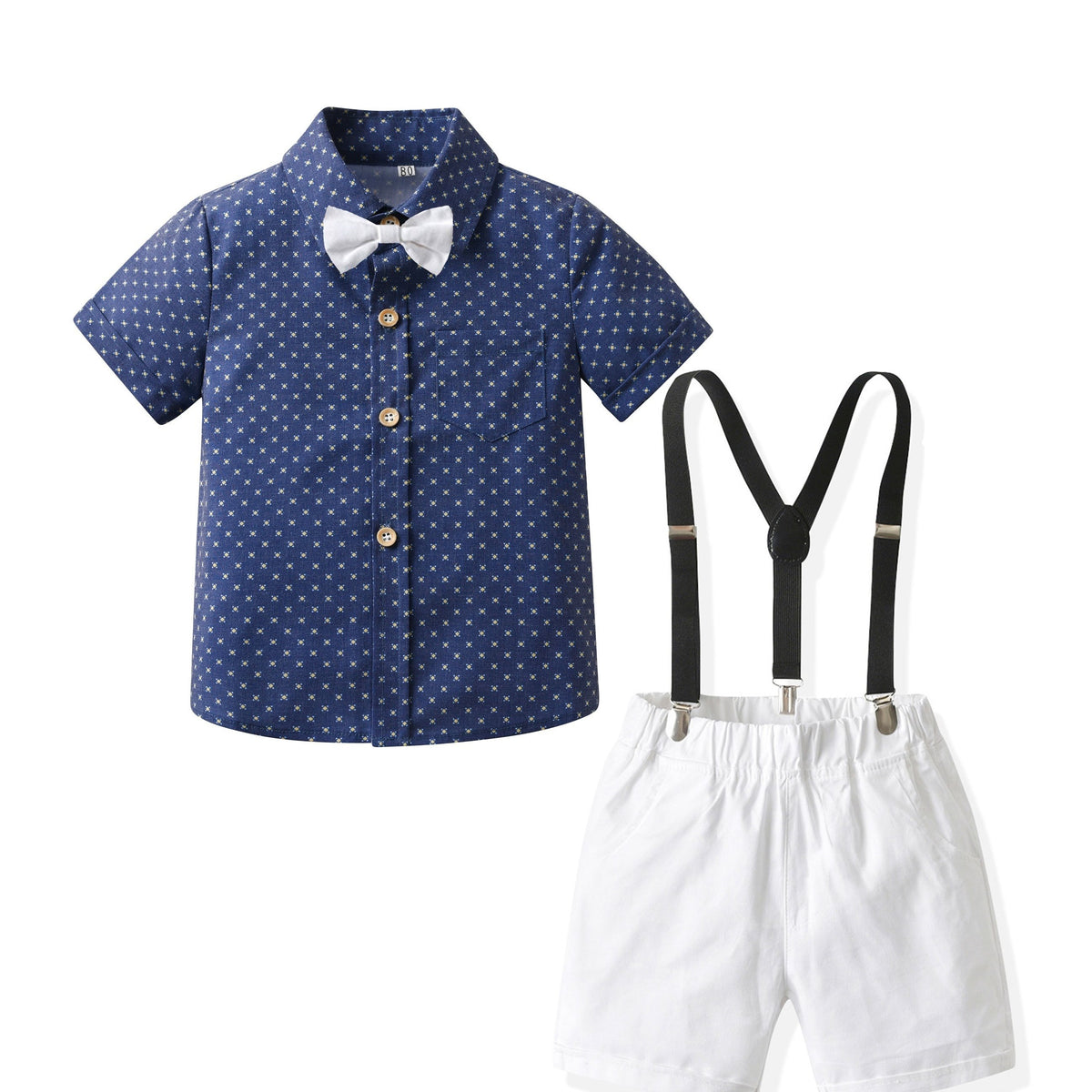 Baby Toddler Boy Formal Suits Short Shirt Bowtie Suspender Pants