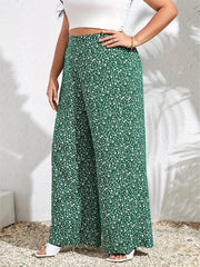  Ditsy Print High Rise Loose Wide Leg Pants