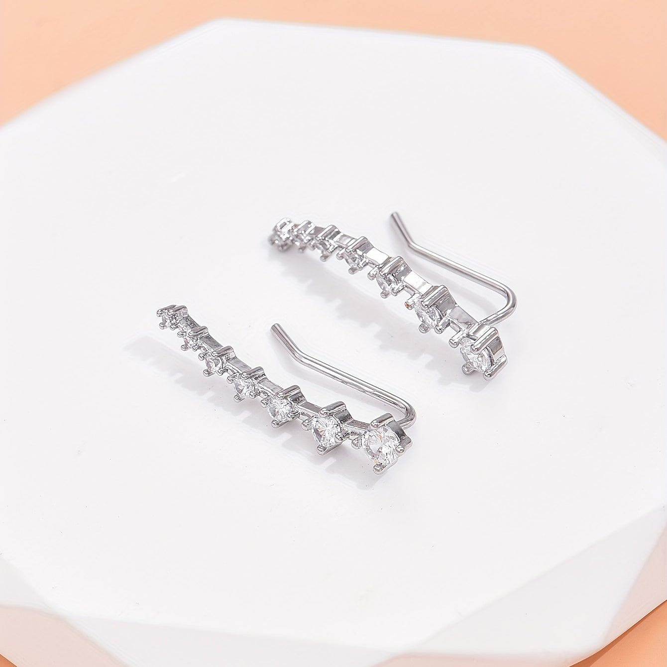 Zircon Decor Earrings Minimalist Style Copper 14K Plated Jewelry