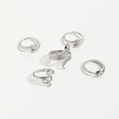 Vintage Snake Series Rhinestone Inlaid Women's Ring Set