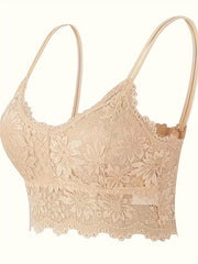 4pcs Wireless Lace Bras Comfy & Breathable Women's Lingerie