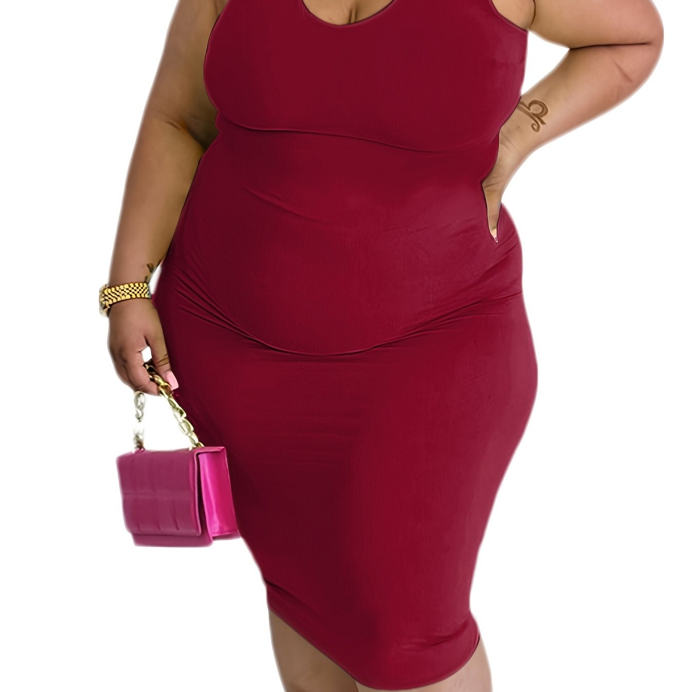  Casual Dress Women's Solid Round Neck Slim Fit Medium Stretch