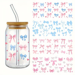 4pcs Bowknot UV DTF Cup Wrap Decals Waterproof Sticker