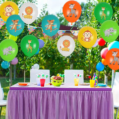 30pcs Jungle Animal Latex Balloons Set with Ribbon