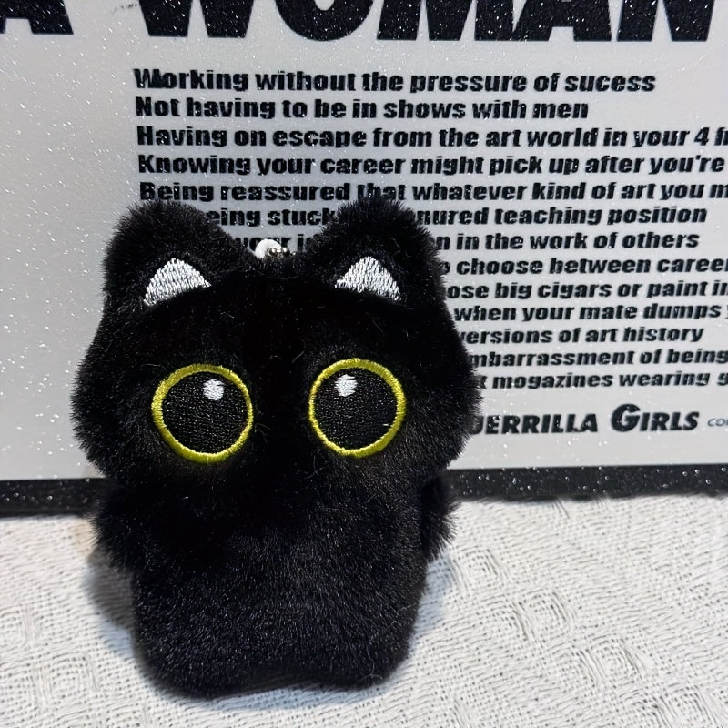 3pcs Soft Cat Plush Toy with Yellow Eyes Mixed Colors Small Pendant Pillow