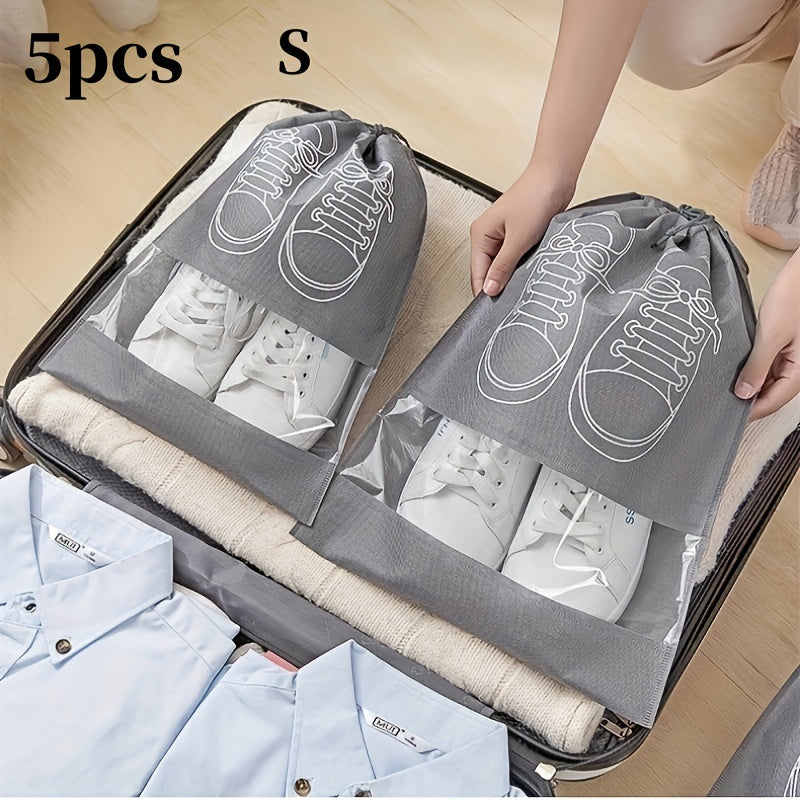 Travel Shoes Storage Bag Drawstring Waterproof Dustproof Visible Window