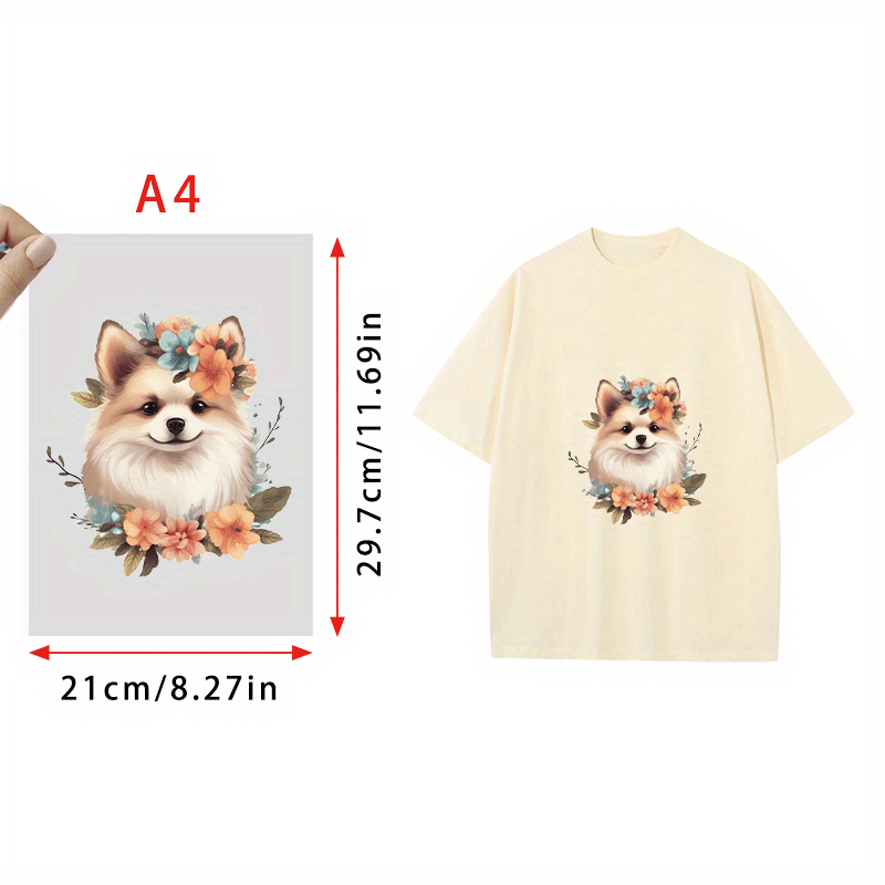 Cartoon Dog Pattern Transfer Designs Heat Sublimation Press Appliques