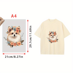 Cartoon Dog Pattern Transfer Designs Heat Sublimation Press Appliques