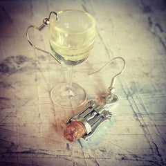 Funny Wine Glass & Bottle Opener Earrings - Holiday Gift