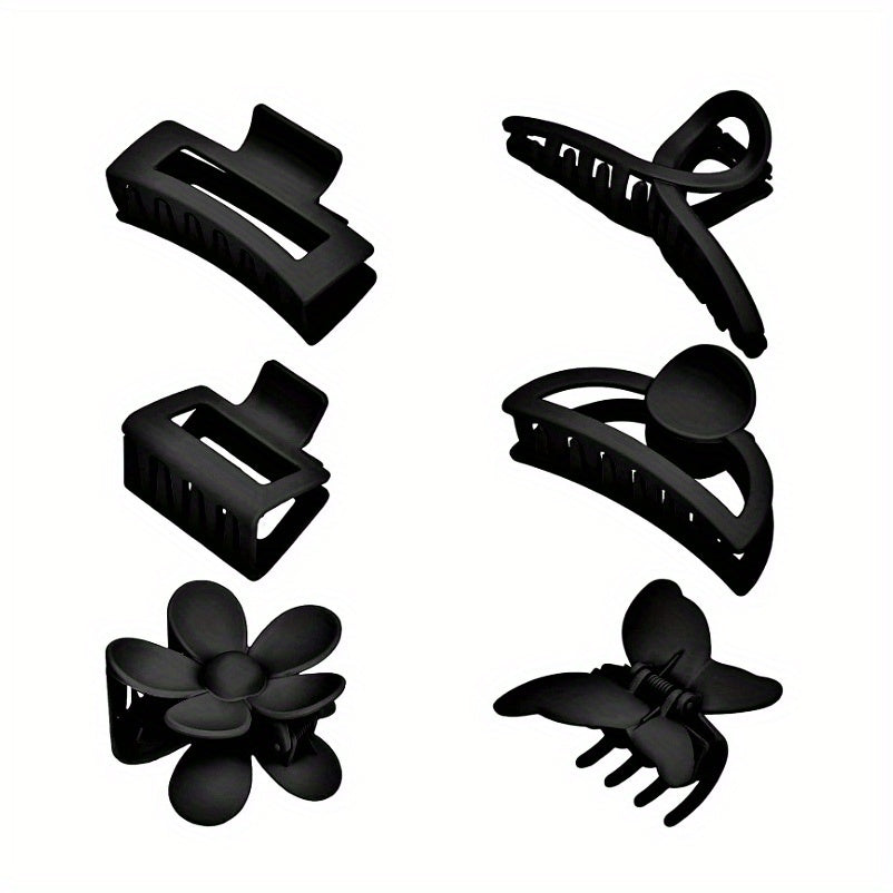 6pcs Flower Rectangle Hair Claw Nonslip Ponytail Holder