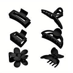 6pcs Flower Rectangle Hair Claw Nonslip Ponytail Holder