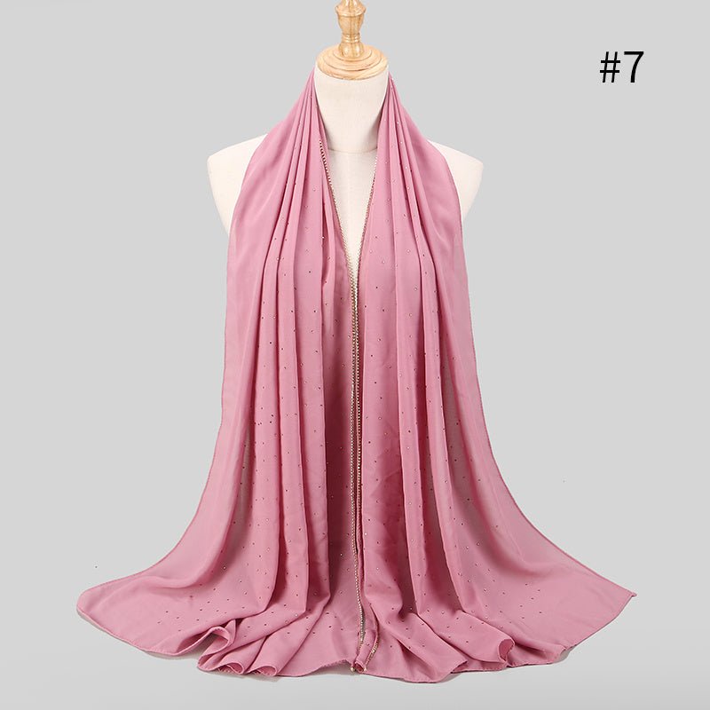 Wrinkles Pearl Chiffon Hijab Head Scarf Women Solid Bubble Wrap Shawls