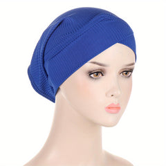 Striped Turban Cap Inner Hijab Hat Elastic Underscarf Beanie Head Wraps